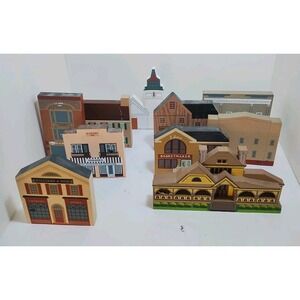 10 The Cats' Meow Village Houses Shelf Decor Wooden Wren's Nest Firehouse Temple